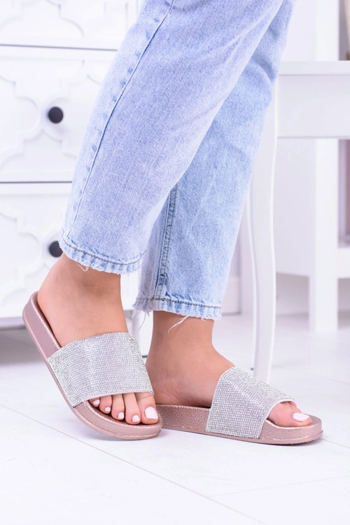 Damskie Klapki Z Cyrkoniami MadameCristal Różowe