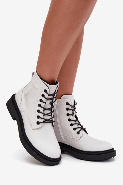 Ocieplane Botki Damskie Z Naturalnej Skóry Sergio Leone BT25248-S Białe