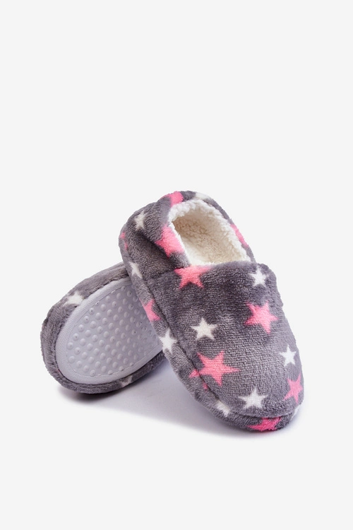 Dziecięce Ocieplane Wsuwane Papcie W Gwiazdy Szare Meyra