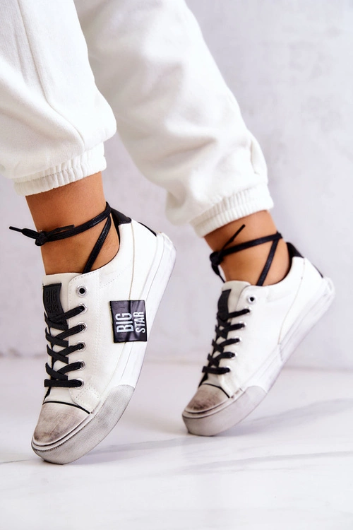 Damskie Tenisówki Trampki BIG STAR JJ274350 Biało-Czarne