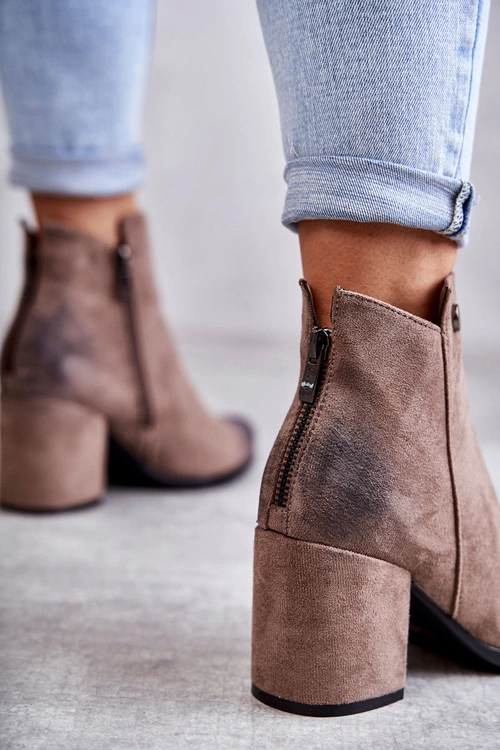 Damskie Zamszowe Botki Na Suwak La.Fi 260039DTA-SU Beżowe