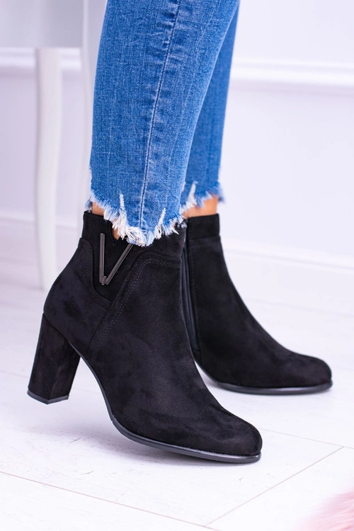 Sergio Leone Czarne Botki Na Słupku Zamsz Valentia