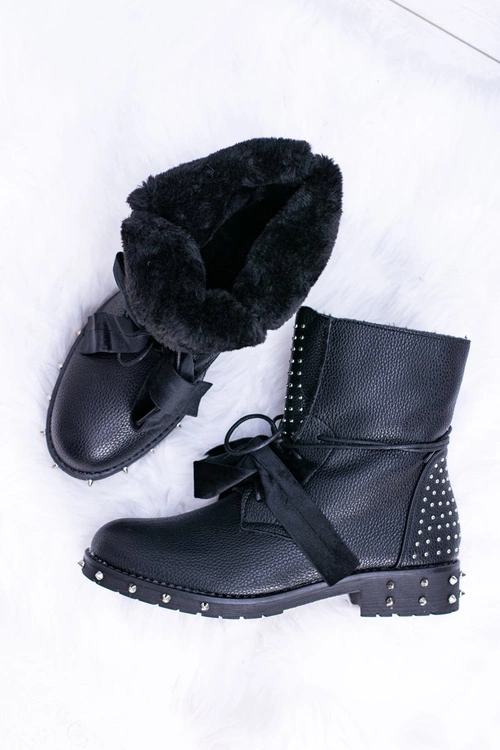 Damskie Botki Ocieplane Z Kolcami i Dżetami Neso