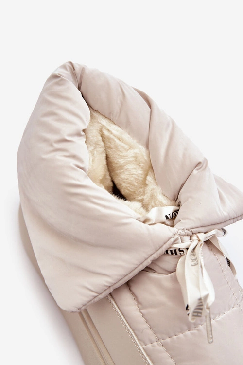 Śniegowce Damskie Z Ozdobnym Wiązaniem Jasnobeżowe Siracna