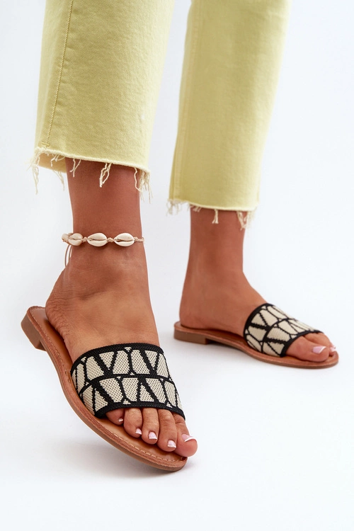 Klapki Damskie Na Płaskim Obcasie Czarne Traivea