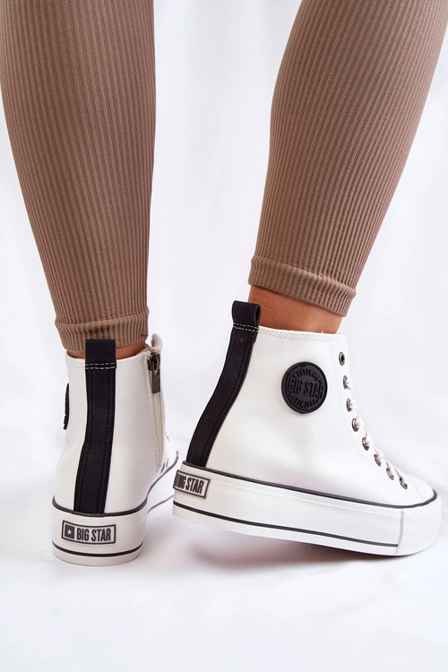 Damskie Wysokie Ocieplane Trampki Big Star KK274170 Białe