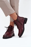 Ocieplane Skórzane Botki Damskie Na Niskim Obcasie Vinceza 39953 Bordowe
