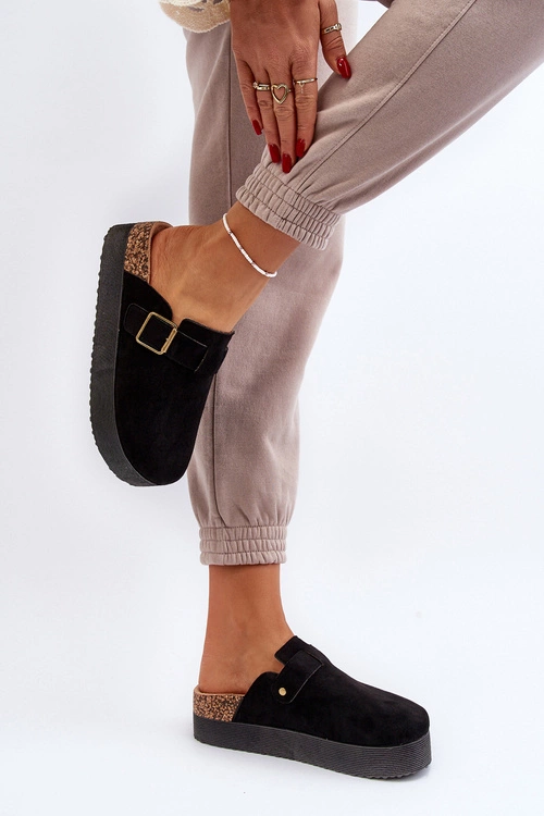 Klapki Damskie Chodaki Na Platformie Czarne Jorffia