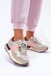 Zamszowe Sneakersy Damskie Big Star RR274243 HI-POLY SYSTEM Szaro-Różowe