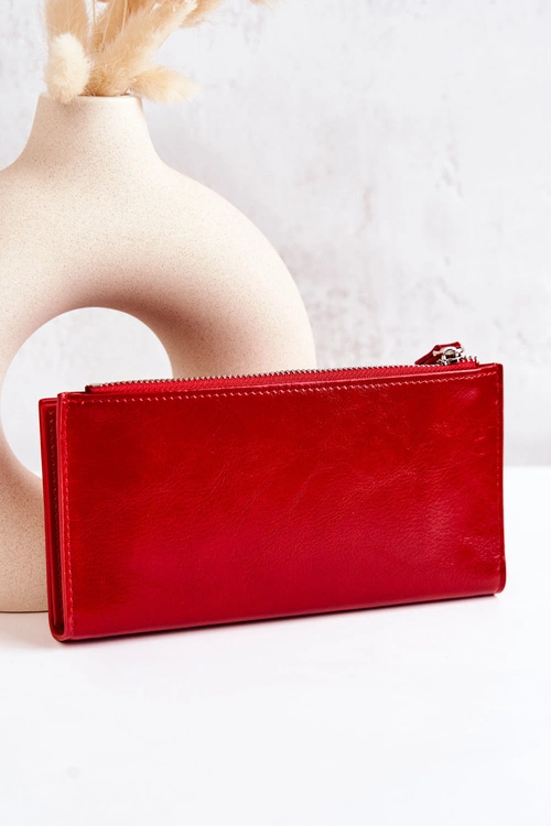 Duży Skórzany Portfel Na Magnes Czerwony Nereva