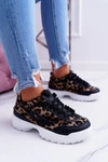 Sportowe Damskie Czarne Buty Leopard Faqundo