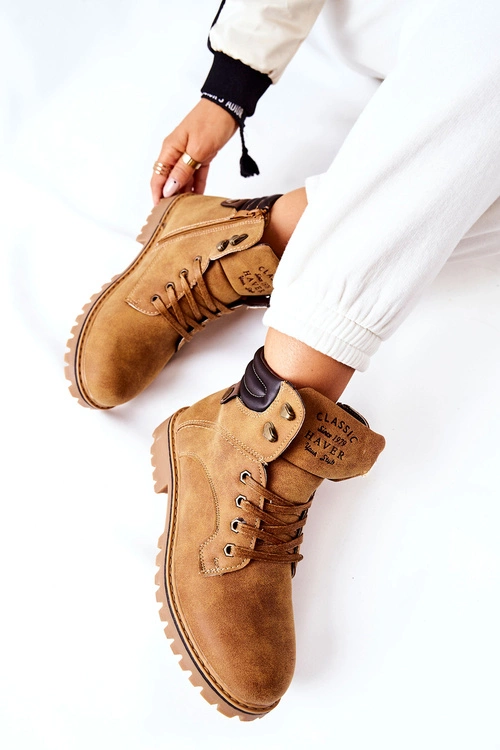 Damskie Ocieplane Trapery Na Suwak Camel Lenox