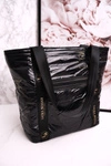Duża Torba Shopper LAURA BIAGGI Czarna Złote Logo