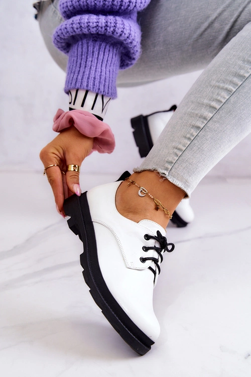 Damskie Klasyczne Półbuty Oxfordy Białe Colton