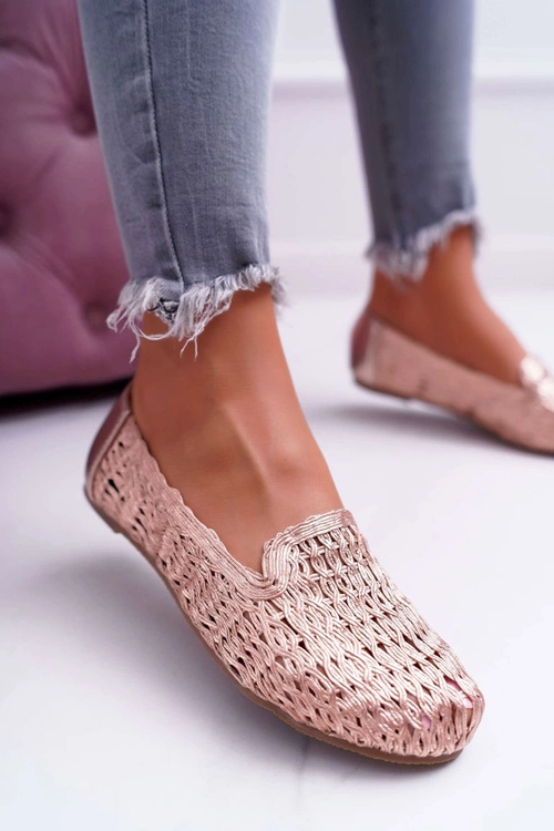 Baleriny Damskie Lu Boo Plecione Różowe Złoto 4Ever