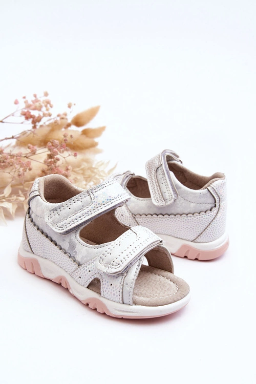 Dziecięce Wygodne Sandałki Na Rzepy Białe Alaska