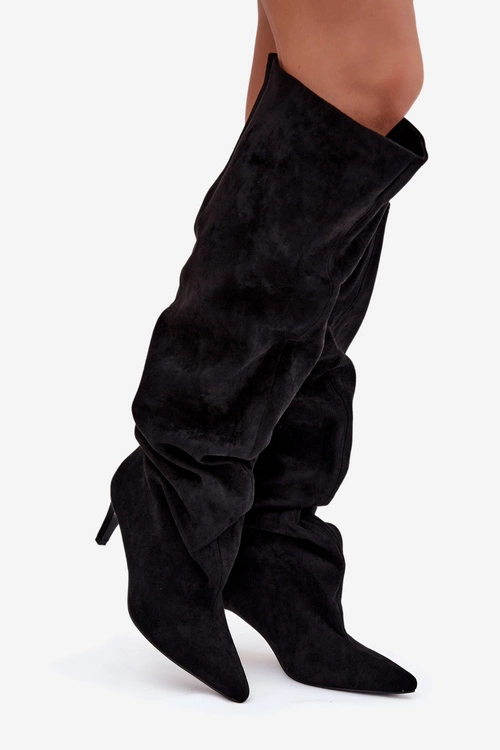 Kozaki Damskie Na Szpilce Wsuwane Czarne Mavilla