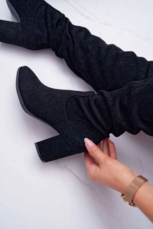 Kozaki Damskie Na Słupku Czarne Estredos