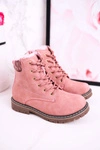 Dziecięce Botki Traperki Ocieplone Futerkiem Różowe London