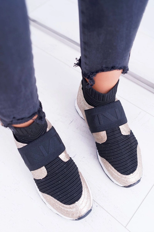 Obuwie Sportowe Damskie Lu Boo Ze Skarpetą Złoty Brokat Phantom