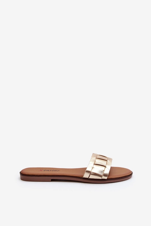 Damskie Klasyczne Klapki Na Płaskim Obcasie Złote Namrita