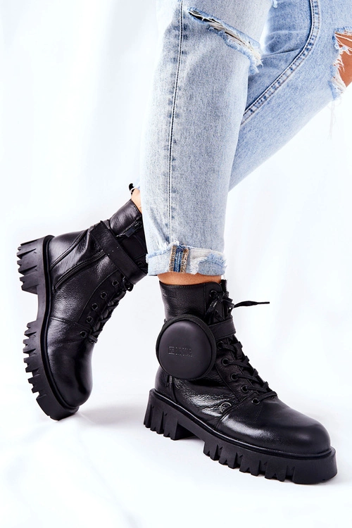 Skórzane Ocieplane Workery Z Nerką Big Star II274430 Czarne