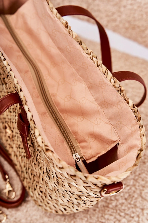 Torebka Pleciona Na Plażę NOBO XM0020-CM17 Beżowo-Brązowa