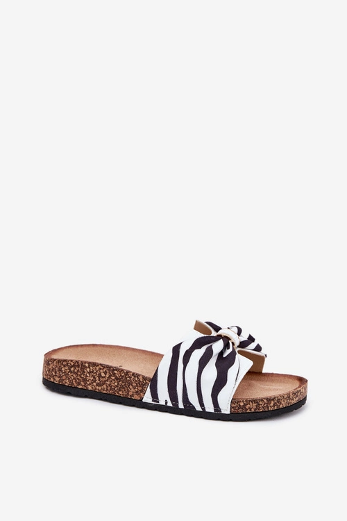 Klapki Damskie Na Korkowej Platformie Zebra Mevuna