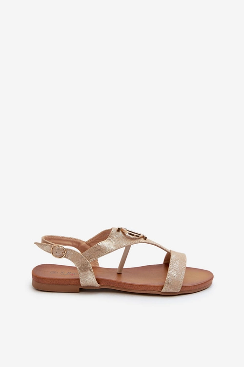 Płaskie Sandały Damskie Z Ozdobą S.Barski KV27-051 Złote