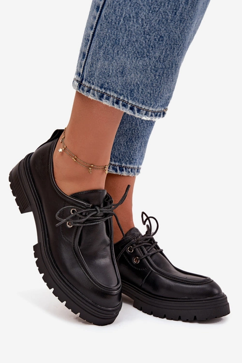 Półbuty Damskie Z Eko Skóry Czarne Adrelle