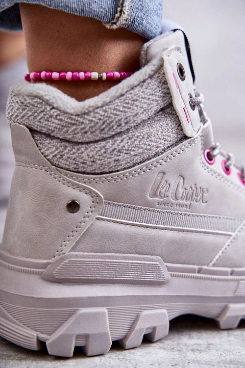 Damskie Ocieplane Botki Trapery Lee Cooper LCJ-22-01-1373 Szare