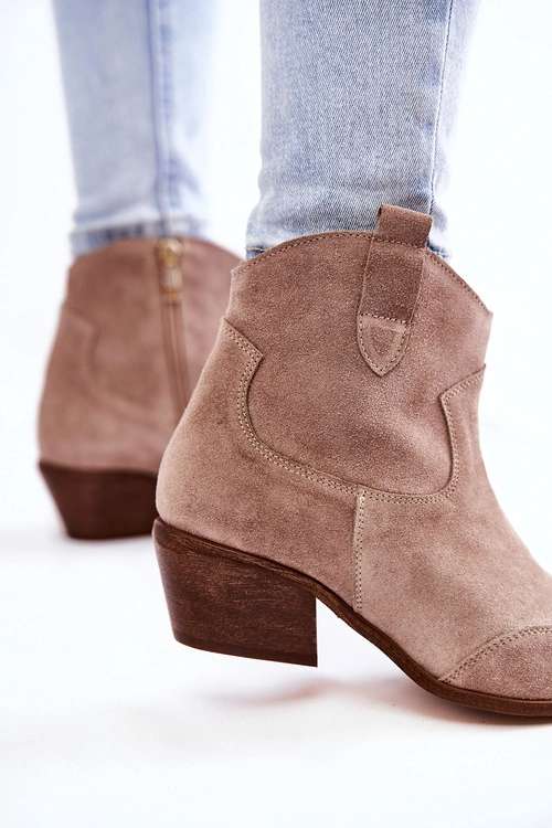 Damskie Botki W Szpic Lewski Shoes 3236 Cappucino