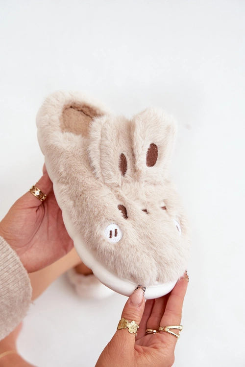 Futrzane Kapcie Z Motywem Króliczka Beżowe Natasha