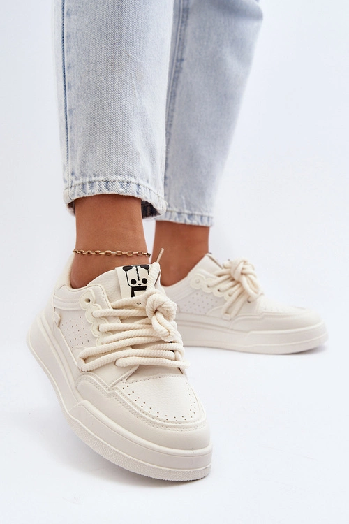 Damskie Sneakersy Eko Skórzane Beżowe Avanalis