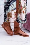 Sandały Japonki Z Dżetami Lu Boo Camel