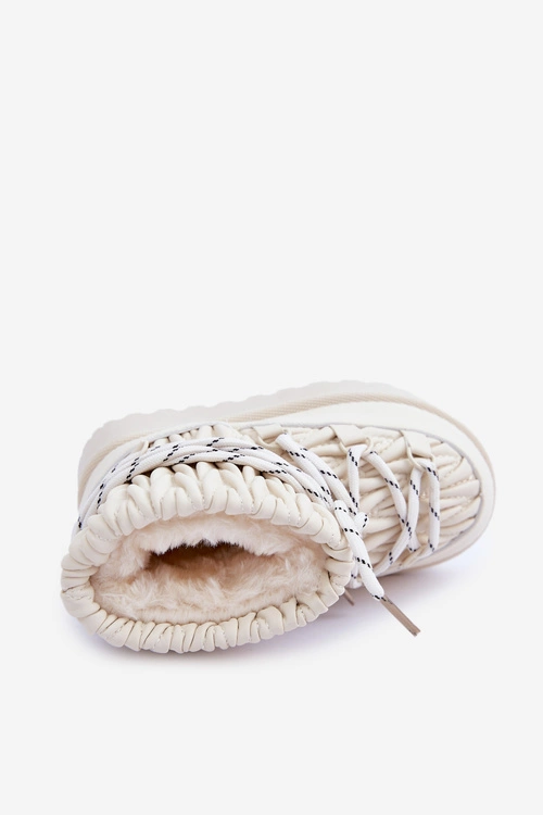 Śniegowce Dziecięce Ocieplane Grubym Futerkiem Jasnobeżowe Nastira