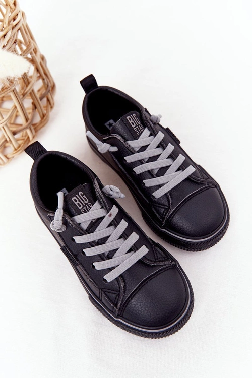 Dziecięce Skórzane Trampki BIG STAR HH374038 Czarne