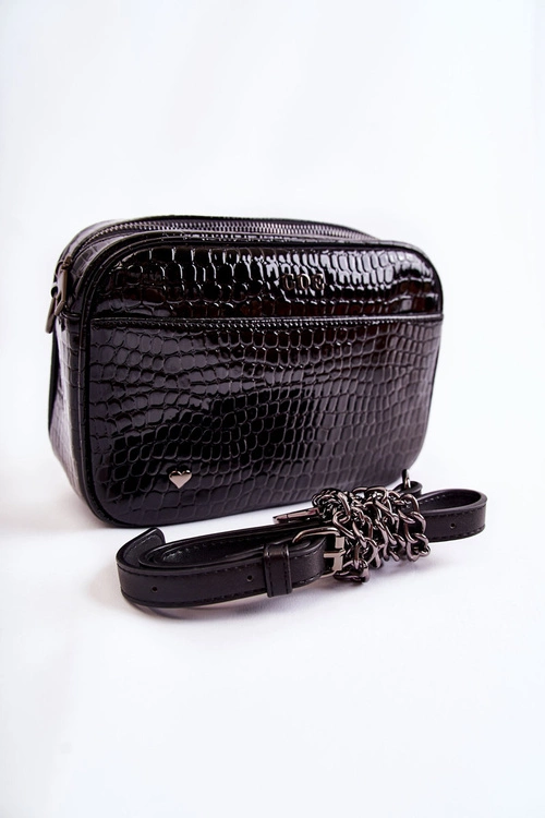 Lakierowana Torebka Listonoszka GOE ZNJ022 Czarna