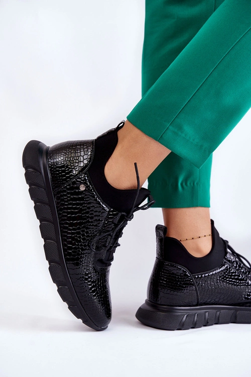 Damskie Lekkie Wsuwane Sneakersy Czarne Soroco