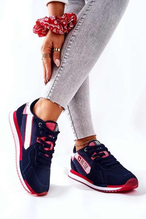Skórzane Sportowe Buty Big Star II274270 Granatowe