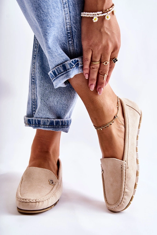 Damskie Zamszowe Mokasyny Beżowe Colena