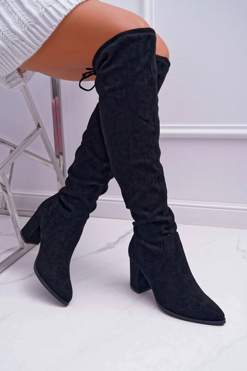 Kozaki Damskie Na Słupku Czarne Estredos