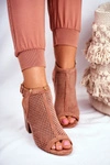 Botki Damskie Ażurowe Peep Toe Różowe Paradise