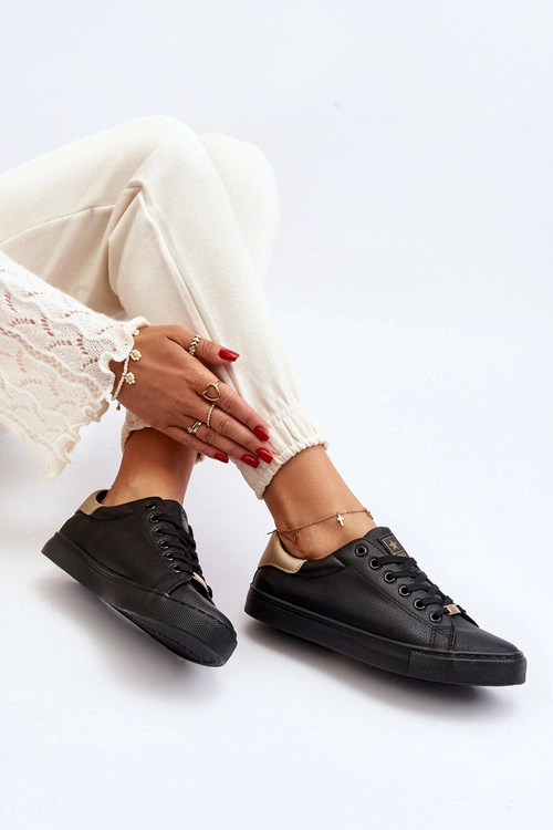 Trampki Damskie Eko Skóra Czarne Tiraelle