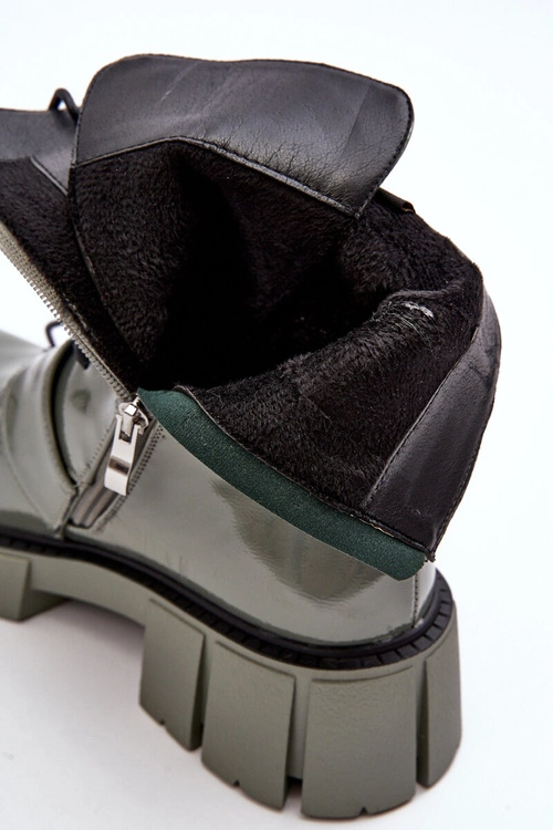 Workery Botki Damskie Lakierowane Zielone S.Barski MR870-61