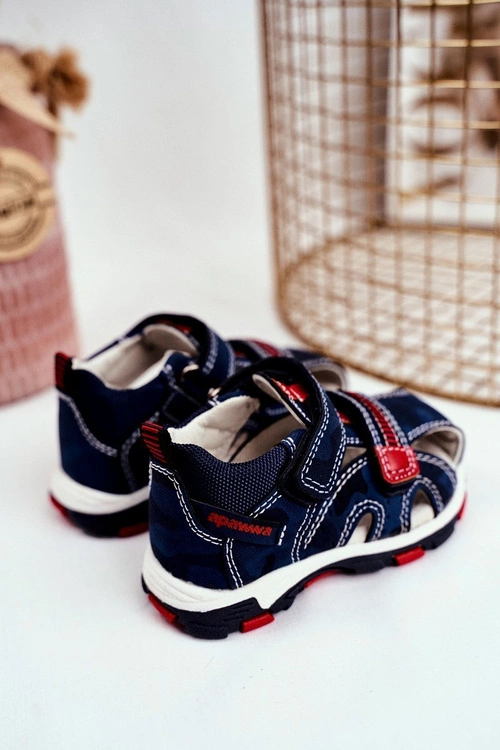 Sandały Dziecięce na Rzepy Granatowe Goreno