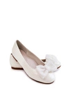 Dziecięce Lakierowane Balerinki Z Kokardą Białe Zolly