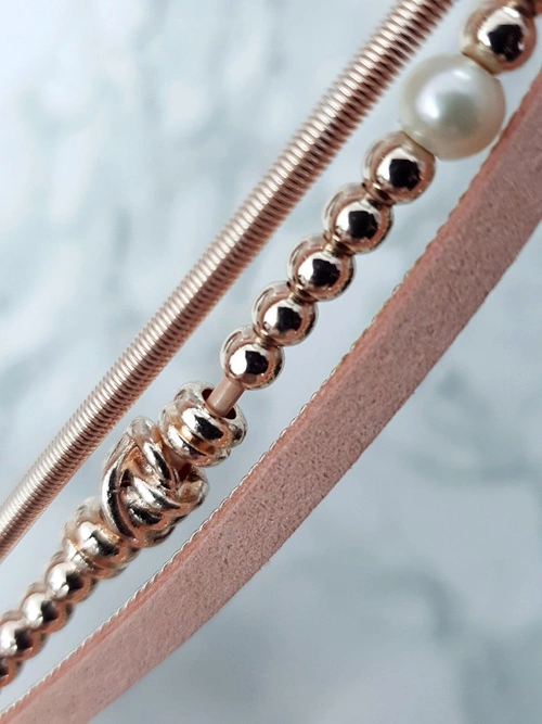 Damska Bransoleta Z Koralikami I Cyrkoniami Różowa Bella