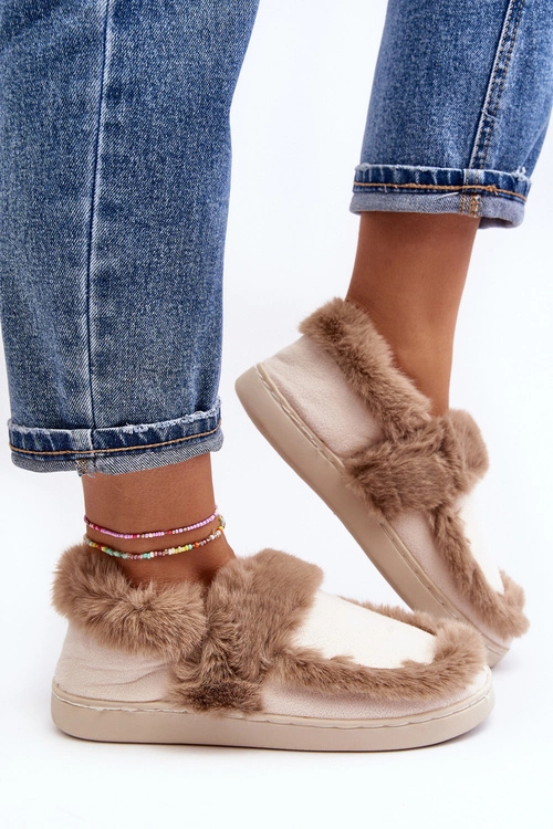 Damskie Kapcie Z Futerkiem Beżowe Sailey