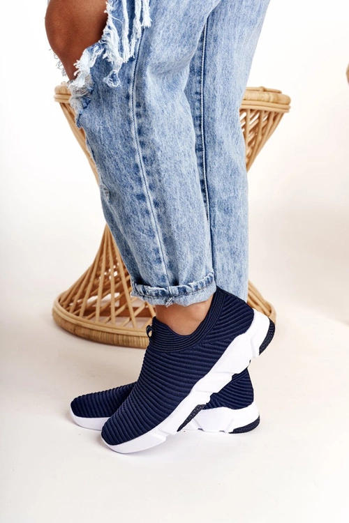 Damskie Sportowe Buty Slip-on Big Star DD274464 Granatowe